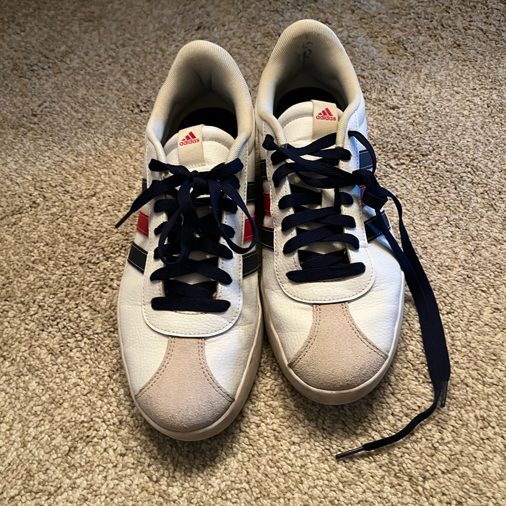 Awesome Adidas White and Navy Sneakers
